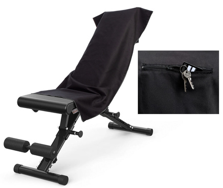 Ręcznik szybkoschnący z mikrofibry 210 g/m2 50x100 czarny Z ZAKŁADKĄ I KIESZENIĄ na ławkę, nić czarna na siłownię, basen, plażę