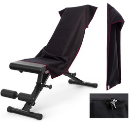 Ręcznik szybkoschnący z mikrofibry 210 g/m2 50x100 czarny Z ZAKŁADKĄ I KIESZENIĄ na ławkę, nić czerwona na siłownię, basen, plażę