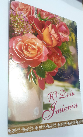 Karta okolicznościowa W DNIU IMIENIN Z ŻYCZENIAMI