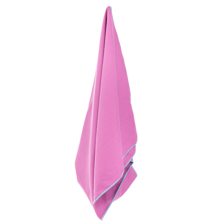 Ręcznik szybkoschnący z mikrofibry 210 g/m2 50x100 z zakładką na ławkę różowy na siłownię, basen, plażę