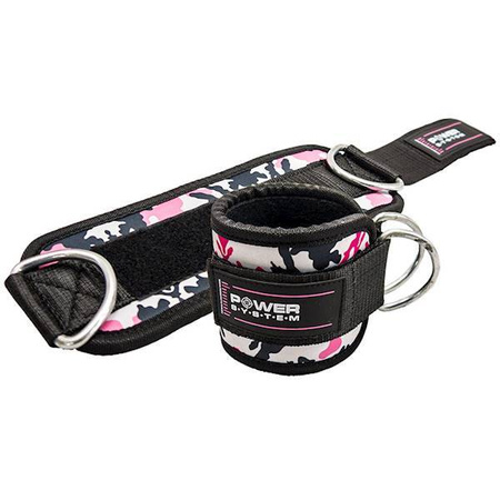 OPASKI uchwyt NA KOSTKĘ DO WYCIĄGU ANKLE STRAPS GYM CAMO-PINK 2szt.