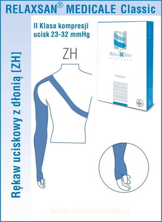 Rękaw uciskowy z dłonią z pasem podtrzymującym 2 Klasa Kompresji 23-32 mmHg RelaxSan Medicale Classic  M2441  ROZ. 2 M