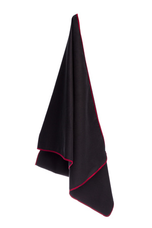 Ręcznik szybkoschnący z mikrofibry 210 g/m2 50x40 czarny, nić czerwona na siłownię, basen, plażę