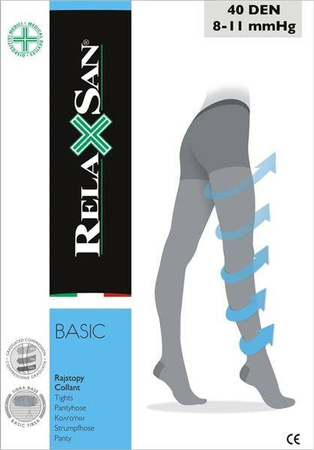 Profilaktyczne rajstopy przeciwżylakowe 40 DEN ucisk 8-11 mmHg RelaxSan Basic - Art. 430 r. 5 XXL