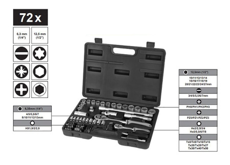 Zestaw nasadek i bitów z grzechotkami 72 szt NA PREZENT