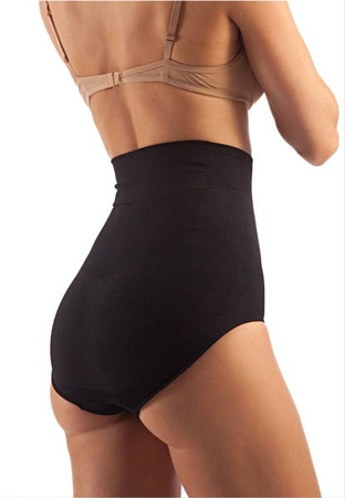 Wyszczuplające i modelujące  majtki -  figi z wysokim stanem z mikrofibry, Art. 601 BLACK S