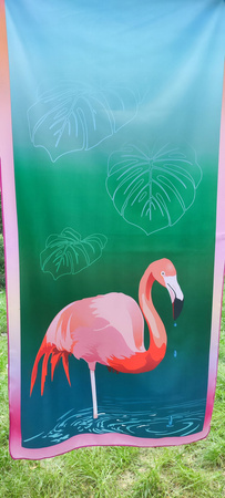 Ręcznik plażowy kąpielowy na plażę basen szybkoschnący z mikrofibry na wakacje 160X80 cm FLAMING zielony