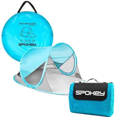 Spokey STRATUS - Parawan na plażę samorozkładający z filtrem  UV + koc mandala