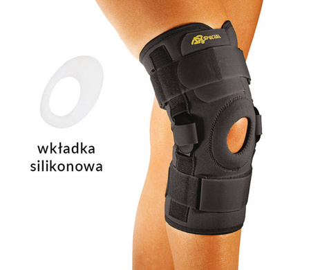 SP-A-823 Neoprenowa orteza stawu kolanowego z dwuosiowymi szynami bocznymi, wciągana M