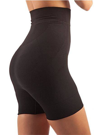 Wyszczuplające i modelujące Szorty Krótkie z mikrofibry  z wysokim stanem,  Art. 602 BLACK S 