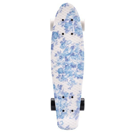 DESKOROLKA fiszka METEOR flowers white  FISZKA PENNYBOARD DESKA FISZ METEOR