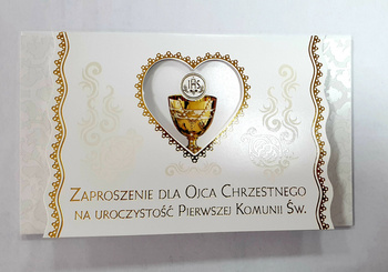Zaproszenie dla Ojca Chrzestnego na Uroczystość Pierwszej Komunii Św. 1szt.
