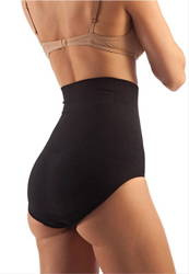 Wyszczuplające i modelujące  majtki -  figi z wysokim stanem z mikrofibry, Art. 601 BLACK S