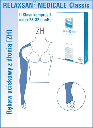  M2431-Rękaw uciskowy z dłonią z przypięciem do biustonosza.jpg Rękaw uciskowy Relaxsan - Art. 2431 Rękawy.png Rękaw uciskowy z dłonią z przypięciem do biustonosza 2 Klasa Kompresji 23-32 mmHg RelaxSan Medicale Classic 2 - M