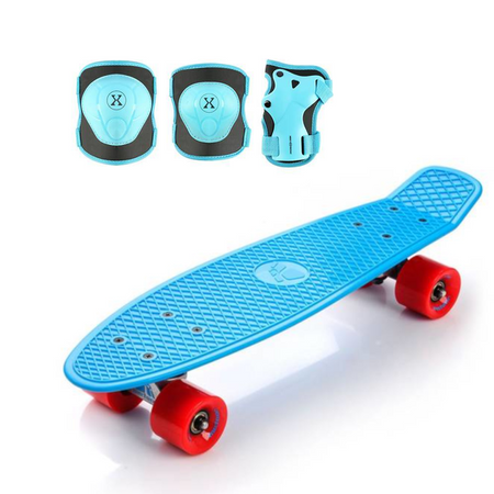 Meteor deskorolka fiszka pennyboard + ROZM. L ZESTAW OCHRANIACZY NILS NIEBIESKIE