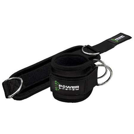 POWER-SYSTEM OPASKA  adapter na kostkę ANKLE STRAPS GYM GUY-GREEN uchwyt do wyciągu z rzepem