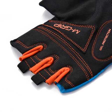 Rękawiczki rowerowe Meteor Gel GX36 XXL niebieski/pomarańczowy
